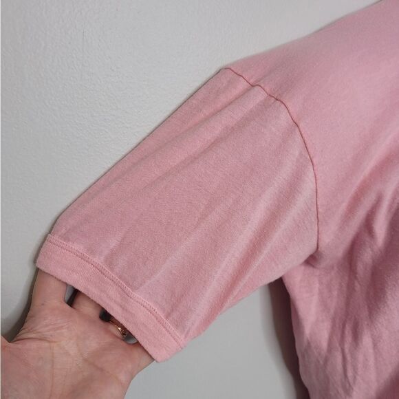VINTAGE‎ 80s crop top t-shirt pink single stitch ringer Rehoboth Beach M - Picture 4 of 9